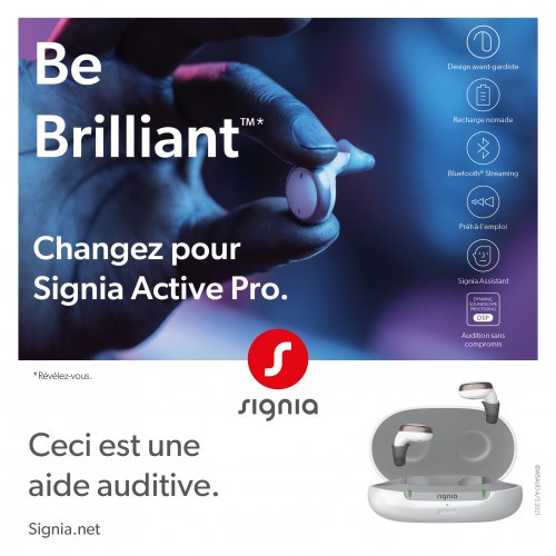 Les aides auditives rechargeables Signia Active Pro sont en exclusivité chez les audioprothésistes Audition Conseil