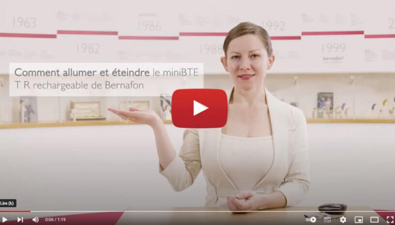 Vidéo : Comment allumer et éteindre le miniBTE T R rechargeable de Bernafon - Audition Conseil